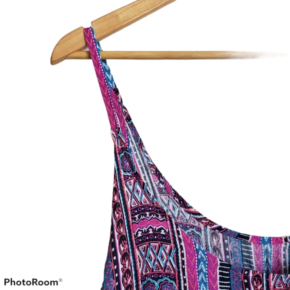 Lucky Brand aztec stripe pink scoop neck swim coverup - Picture 3 of 7